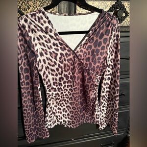Leopard Print V-Neck Women's Top